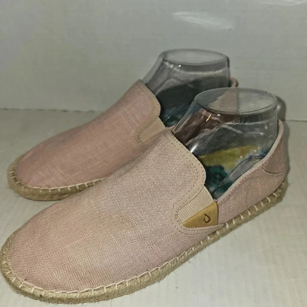 Olukai Kaula Pa'a Kapa Espadrille Flats Shoe Women Size 8 Casual Pink